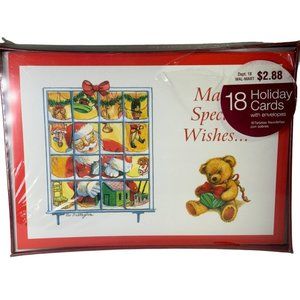 Vintage Walmart 18 Holiday Cards with Envelopes Santa Workshop Teddybear Sealed